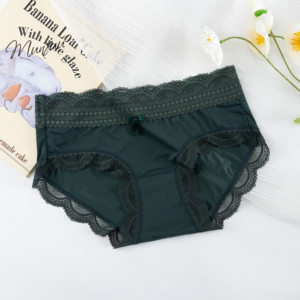 Quần lót đúc su MUNXUU phối ren hoa gấm chất liệu mát lạnh co dãn thông hơi - QC67
