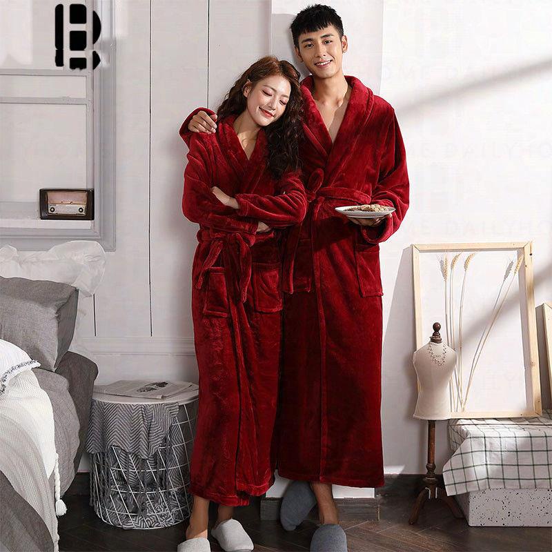 Áo choàng tắm/ ngủ dáng rộng bằng vải lông cừu san hô dày giữ ấm thời trang thu đông cho nữ
