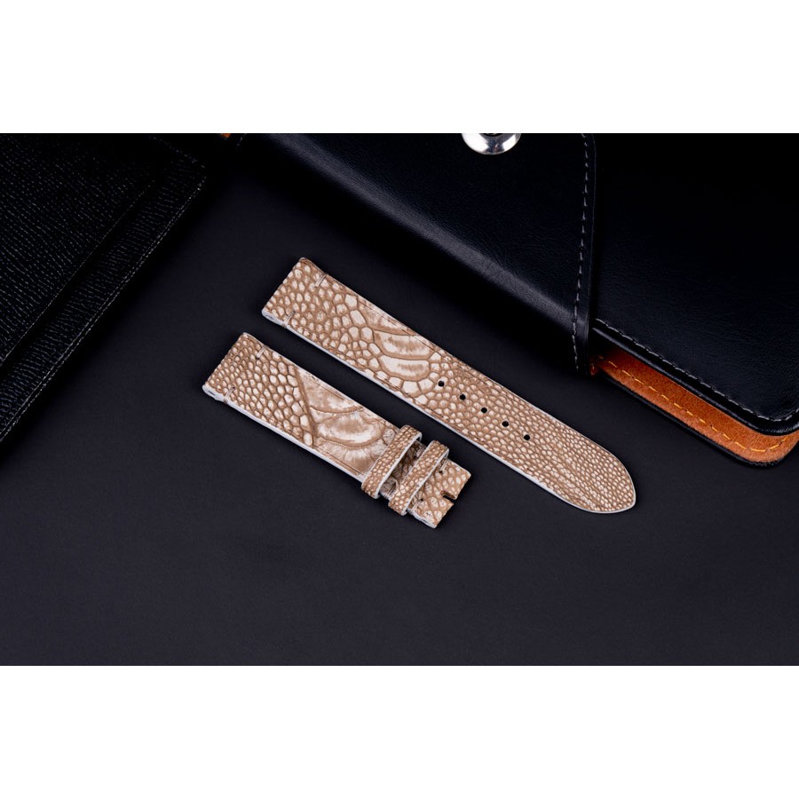 Dây da đồng hồ da đà điểu sản xuất handmade ( Nhận làm theo yêu cầu ) - Bespoke Ostrich leg leather watch straps KTO15