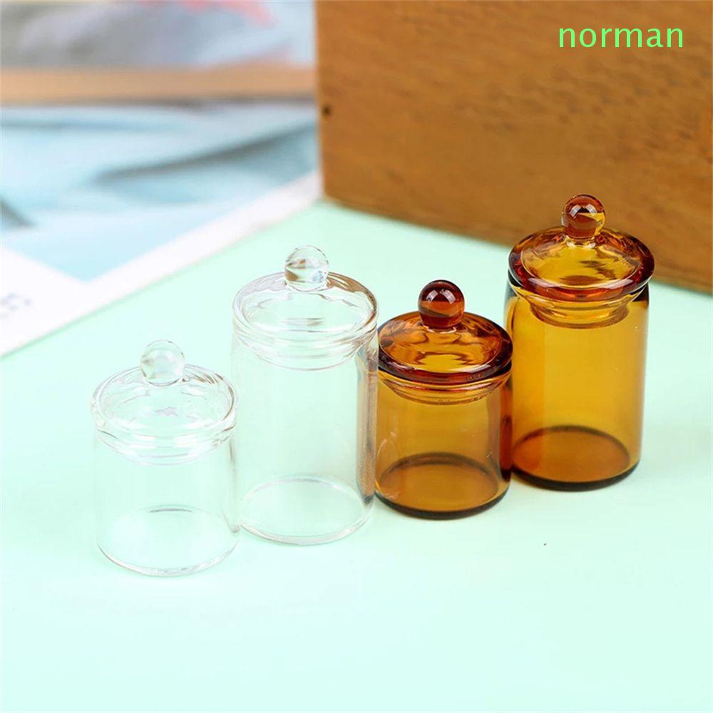 NORMAN Min Glass Candy Jar 1:12 Dollhouse Coffee Bean Storage Storage Bottle Pretend Play Pay House Scene Design Dolls Accessories Home Decor Toy Tea Storage Bottle Jar/Multicolor