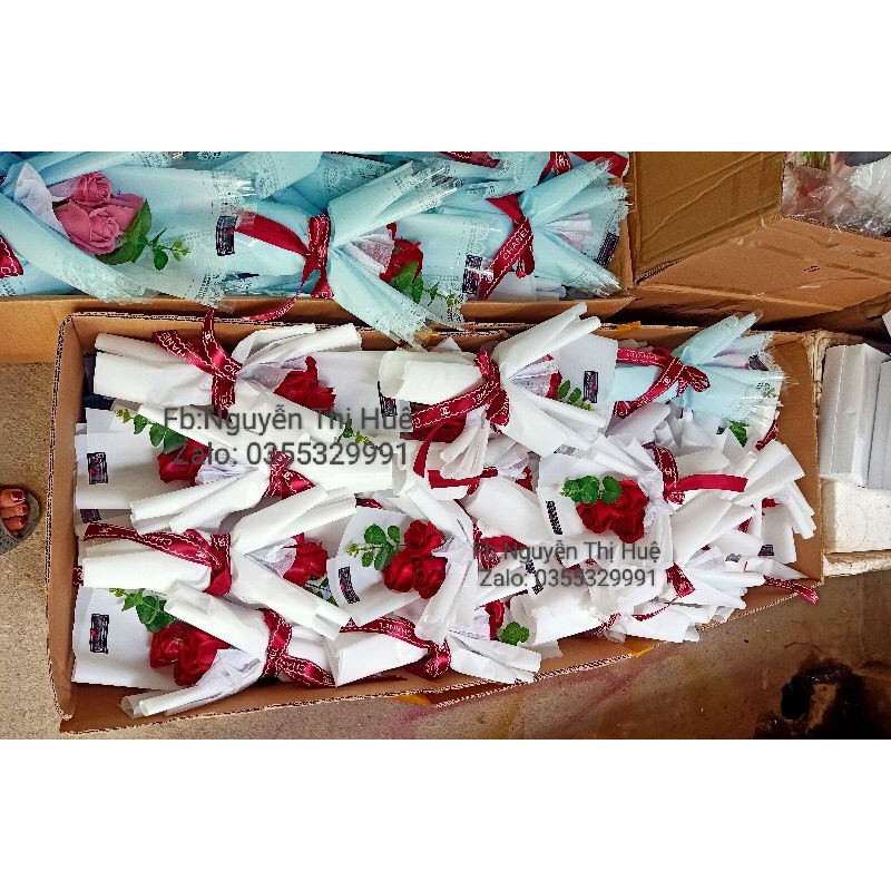 BÓ 3 BÔNG HOA HỒNG SÁP THƠM