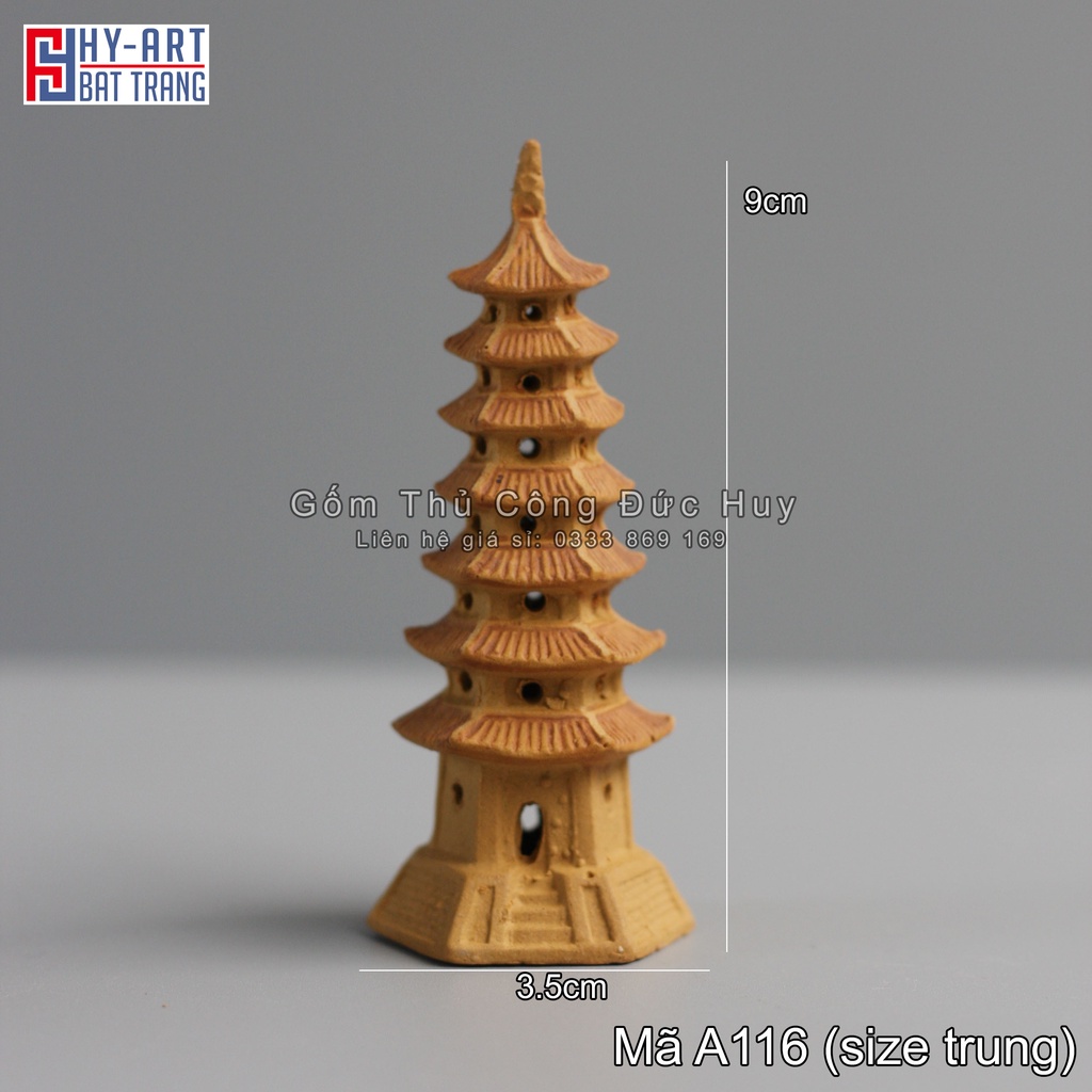 Mô hình gốm Tháp tròn mini phụ kiện trang trí tiểu cảnh hòn non bộ bể cá chậu cây bonsai