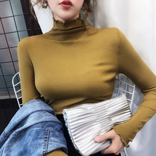 Girls Autumn Winter Solid Color Turtleneck Bottoming Shirt