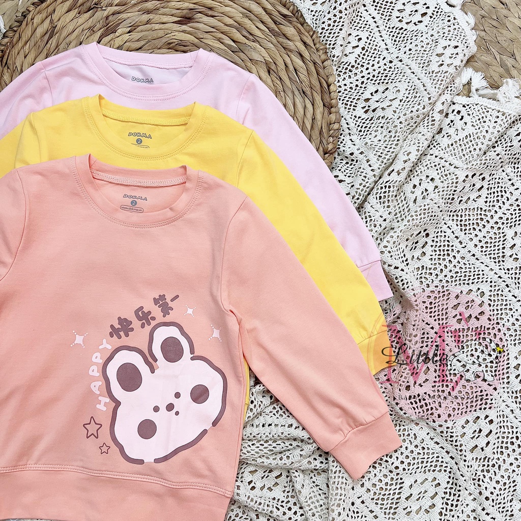 Áo cổ tròn dài tay bé gái Dokma