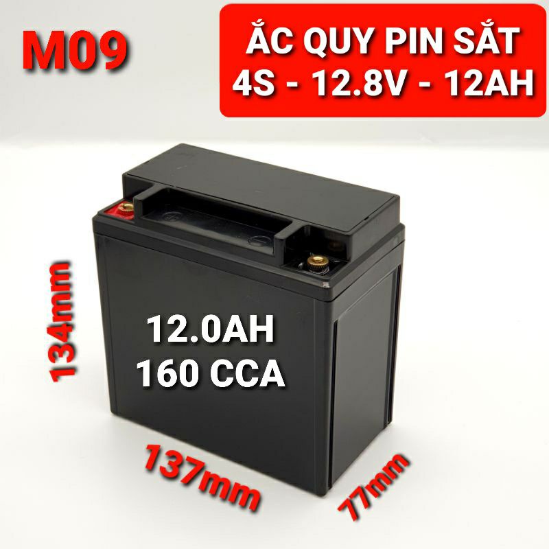 Achun.vn - M09 - ẮC QUY LITHIUM SẮT 4S- 12.8V/14.4V - 12.0AH - 8 Cell 32650 vít - Khởi động xe máy