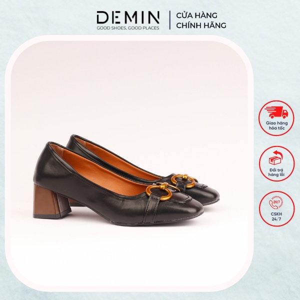 Giày cao gót DEMIN cao gót mũi vuông thiết kế độc lạ đế 5cm - KCG059