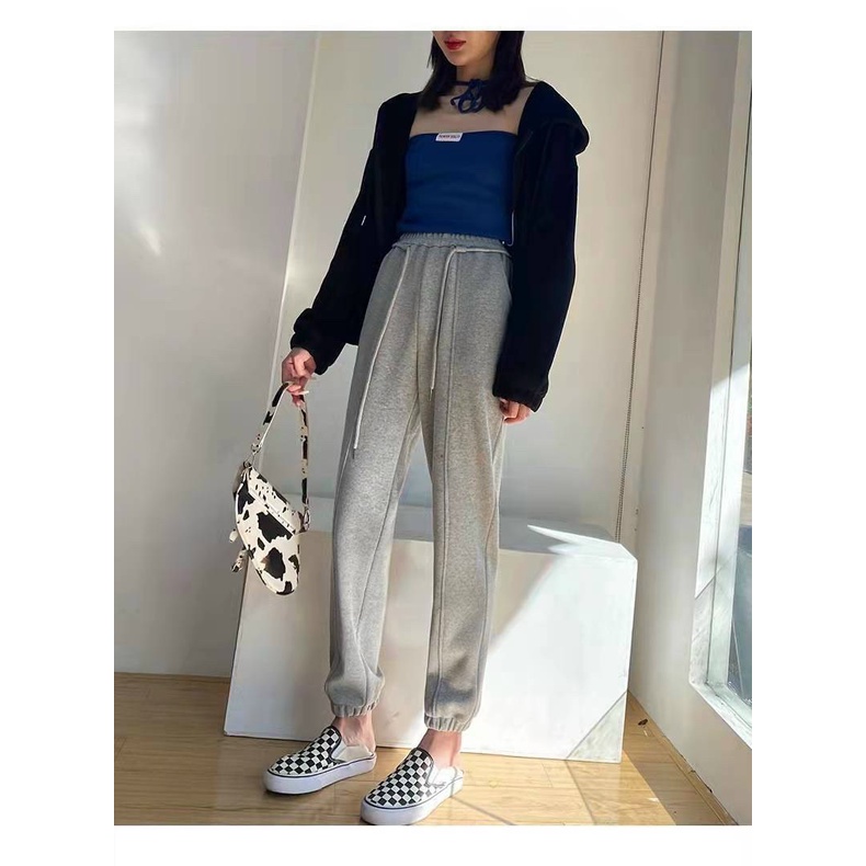 Quần jogger ống rộng  unisex Bó Chun  basic track pants nam nữ oversize