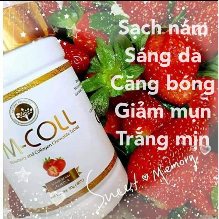 M-COLL Kẹo ngậm Trắng Da Collagen vị Dâu