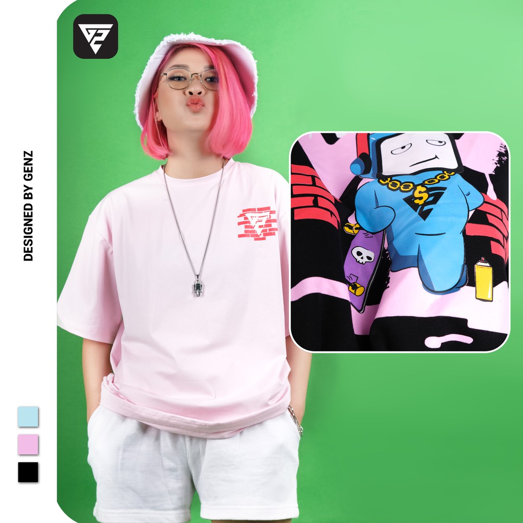 Áo thun tay lỡ GENZ phông Unisex nam nữ Cotton oversize form rộng Graffiti Tee