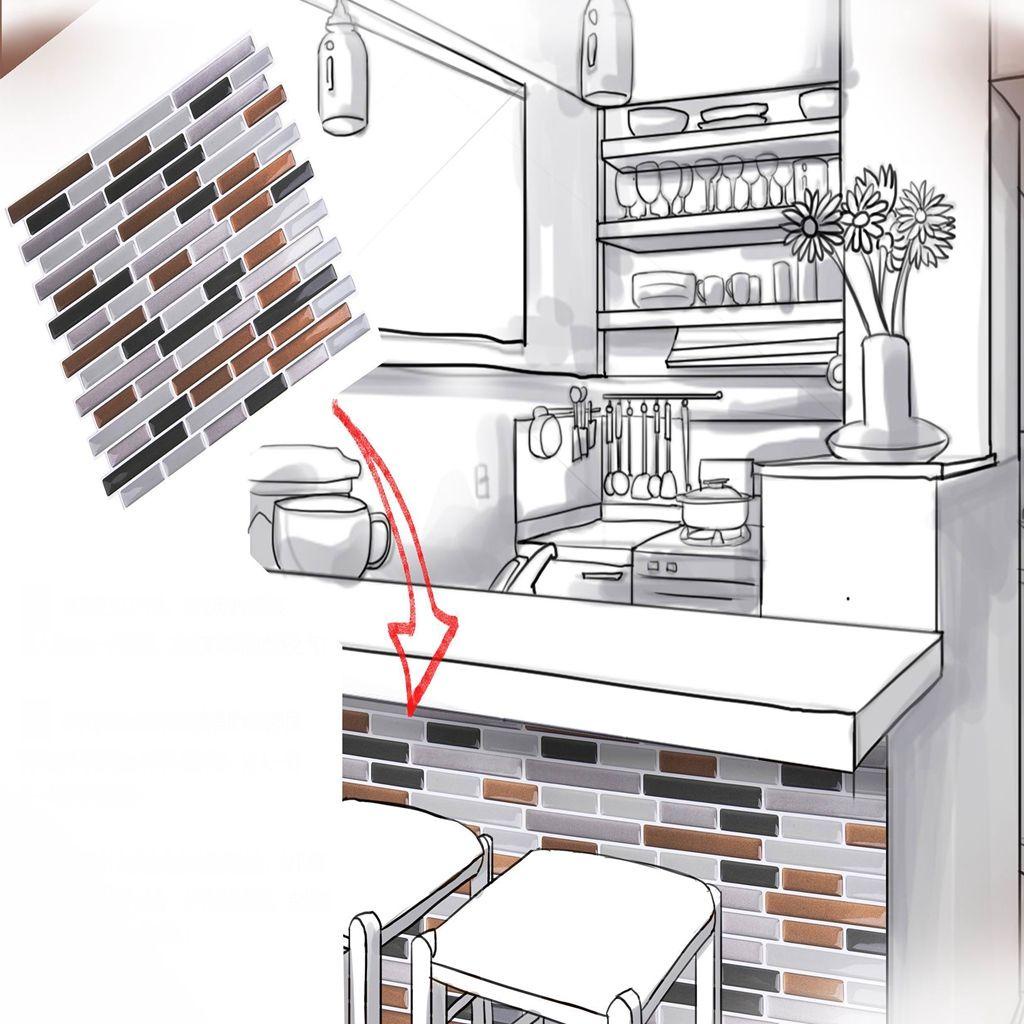 1 Miếng Dán Tường 3D Tự Dính Chống Nước Dễ Tháo Gỡ Trang Trí Nhà Bếp