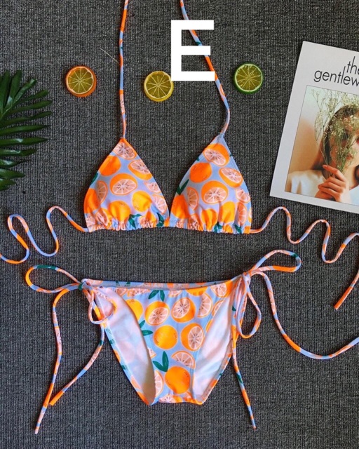 (Mẫu mới) bikini đồ bơi hoạ tiết cam dễ thương nhiều kiểu dáng