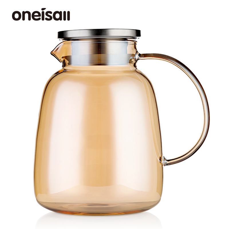 Ấm đun nước ONEISALL bằng thủy tinh Borosilicat trong suốt chịu nhiệt đựng nước trái cây có nắp lọc 1900ML (có bán lẻ)