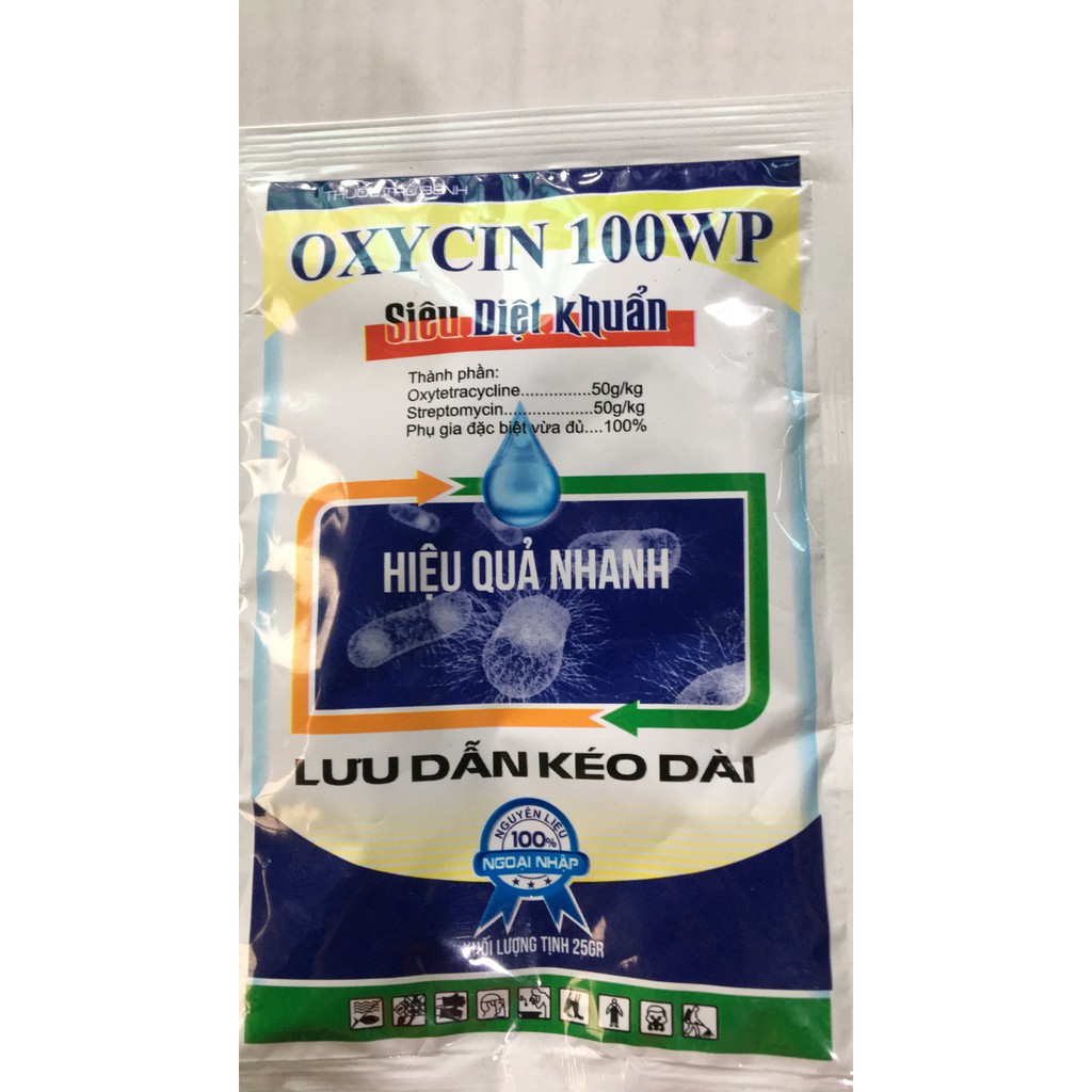 Sản phẩm chuyên diệt nấm bệnh cây trồng OXYCIN 100wp chống thối nhũn gói 25gr