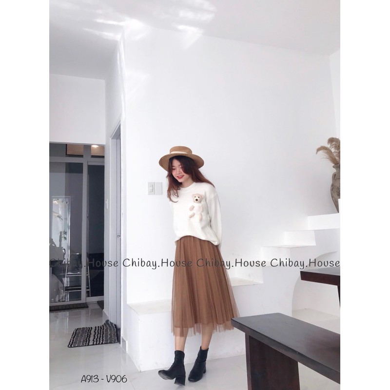 Áo len lông kèm Gấu hàng Quảng Châu dày dặn