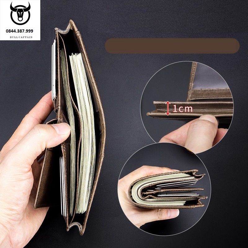 Ví nam  da bò sáp chất mềm mại thiết kế nhỏ gọn nhiều ngăn thời trang cá tính bền đẹp bảo hành 12 tháng B01