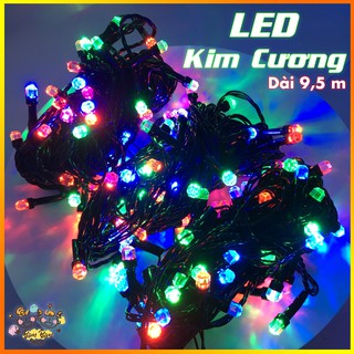 Dây đèn nháy trang trí dài 9.5m bóng LED Kim Cương đa sắc