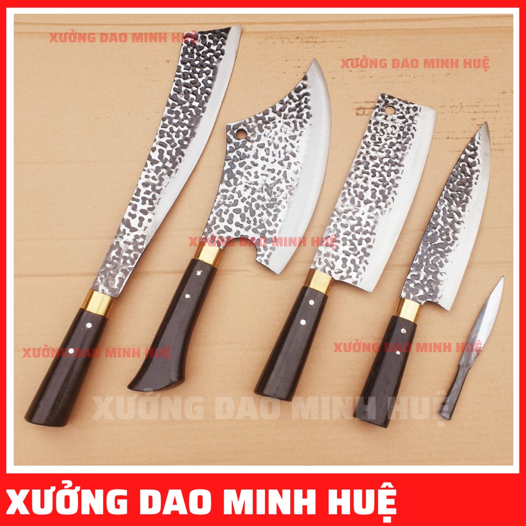 Bộ 5 dao làm bếp thép Nhíp xe CAO CẤP HÀNG RÈN CAO CẤP