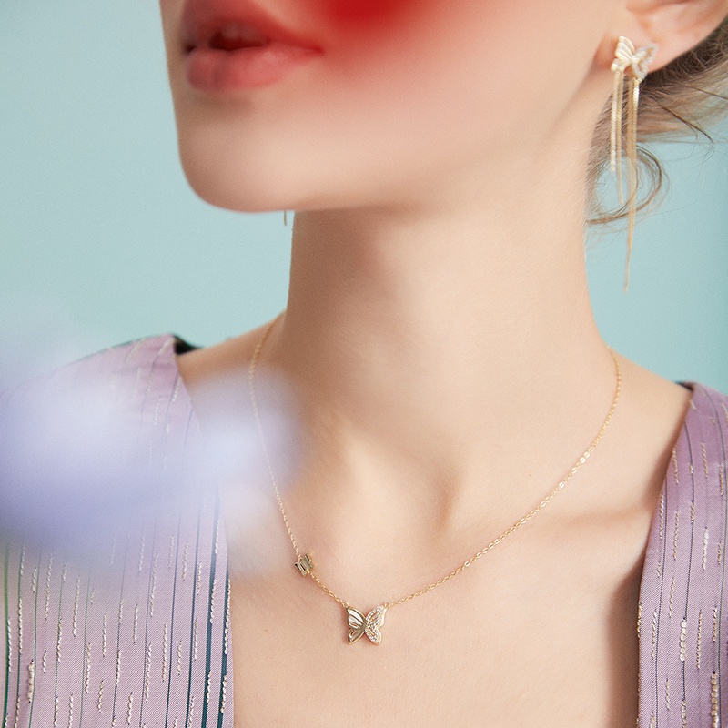 Vòng cổ BAMOER bạc 925 hình bướm thời trang xinh xắn cho nữ