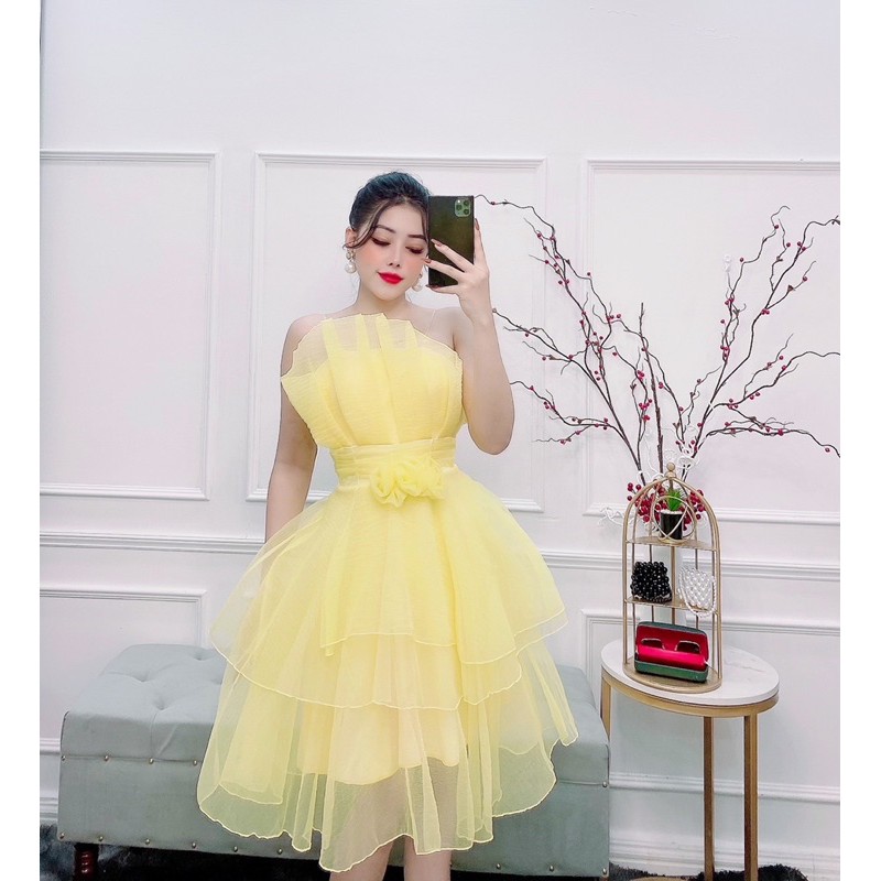 Đầm dự tiệc xếp tầng cúp ngực hoa eo TRIPBLE T DRESS - MS17Y- Size M/L
