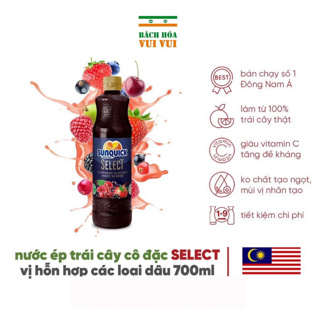 Nước ép trái cây Berry tổng hợp các loại dâu Sunquick Mixed Berries Drink Concentrate 700ml