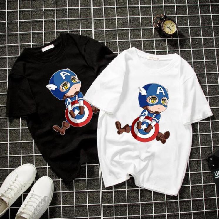 Áo thun unisex Hàn Quốc in chibi nữ đội trưởng Mỹ vải dày mịn 2019T1045