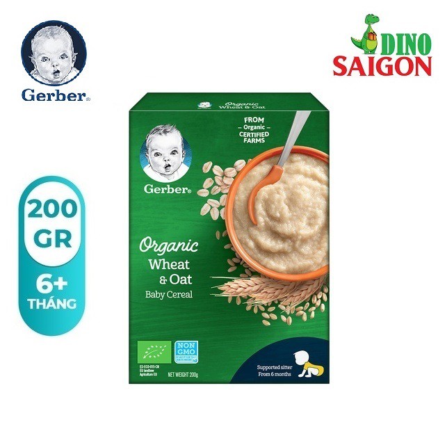 Combo 3 Hộp Bột Ăn Dặm Gerber Organic 200g Vị Yến Mạch và Lúa Mỳ