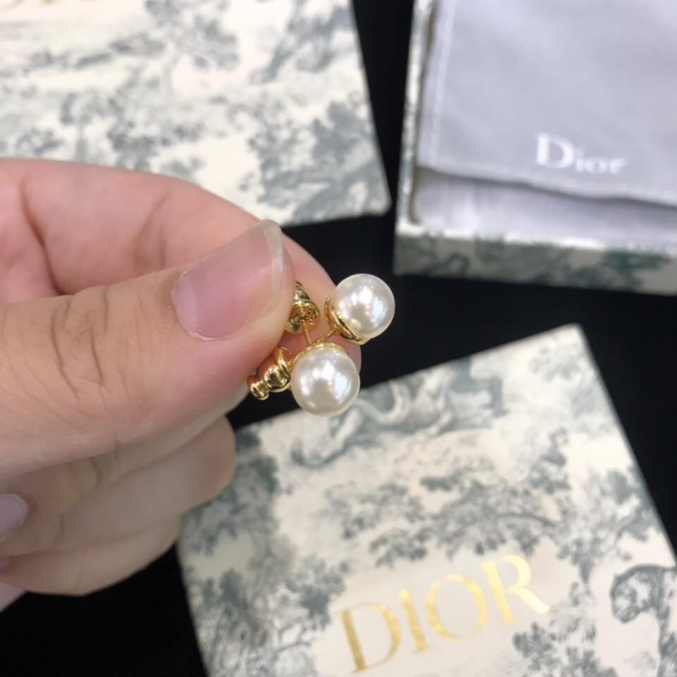 Dior Bông Tai Mạ Vàng 18k Đính Ngọc Trai Nhân Tạo Thời Trang Dành Cho Nữ 925