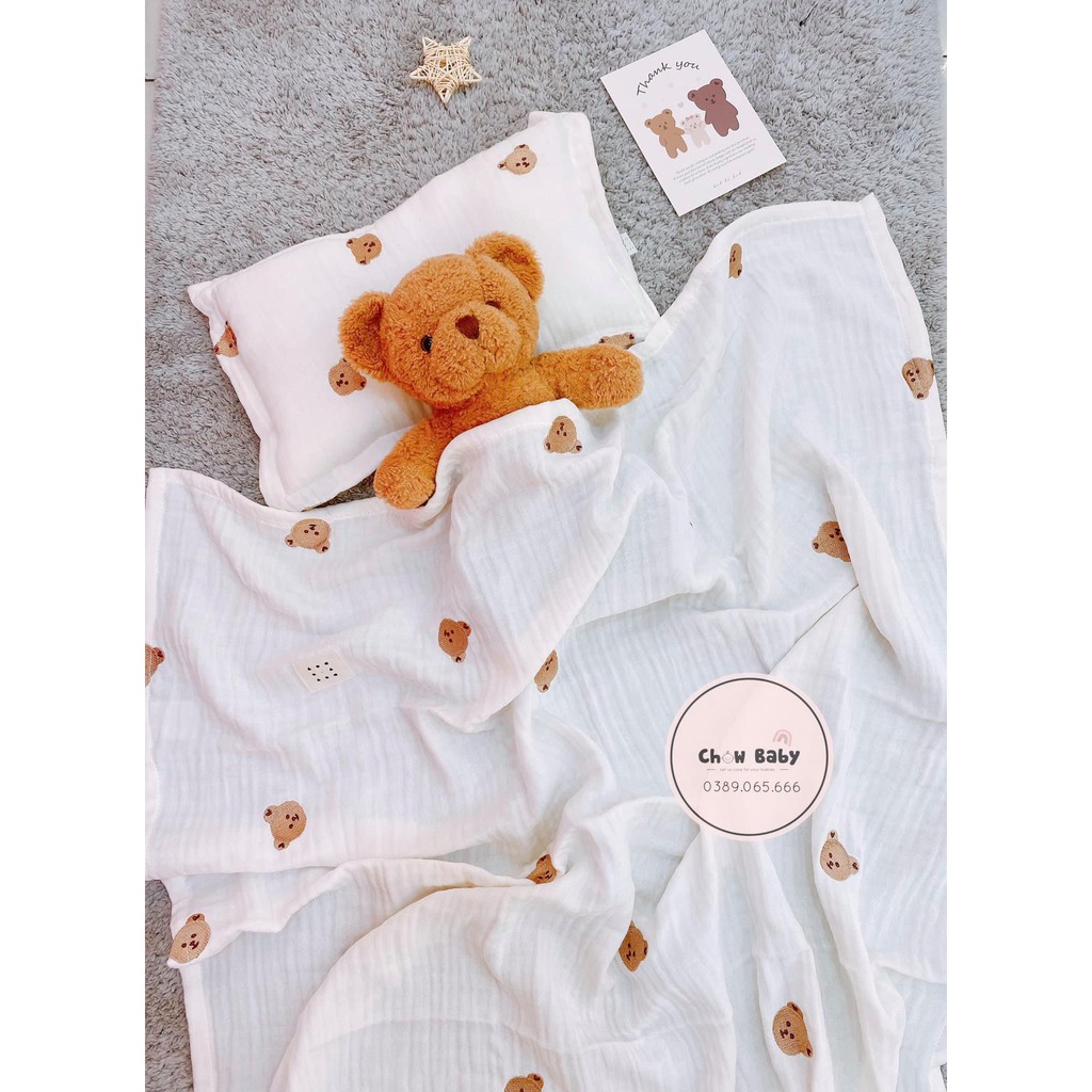 Chăn xô hè 𝗗𝗼𝘁𝘁𝗼𝗱𝗼𝘁 𝗛𝗮̀𝗻 𝗤𝘂𝗼̂́𝗰 thêu họa tiết cho bé