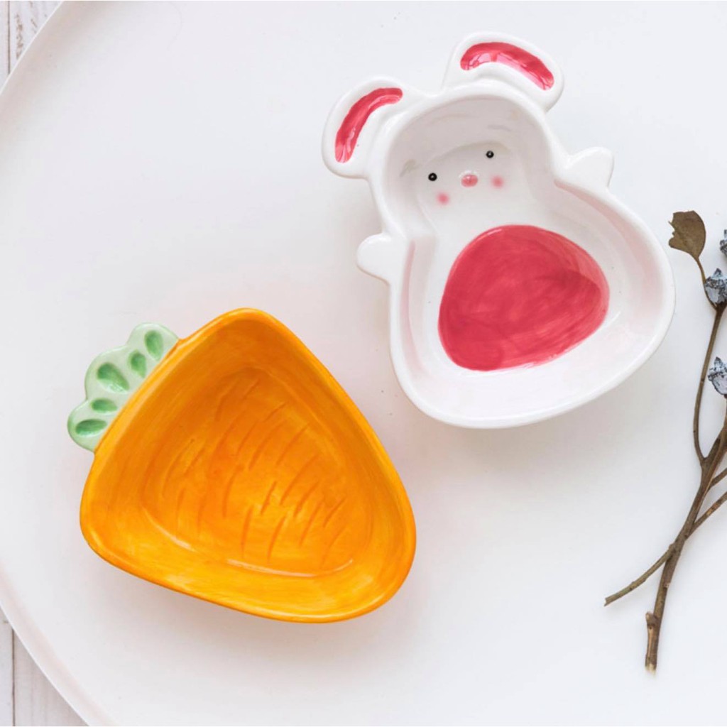 Chén gốm sứ cao cấp cà rốt và thỏ
