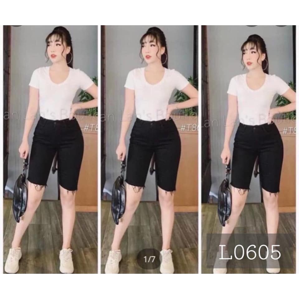 quần short jean NGỐ MÀU ĐEN TUA LAI SN-D1-16