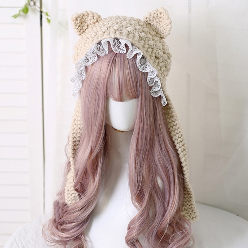 Mũ Dệt Kim Đính Tai Thú Hoạt Hình Dễ Thương Thời Trang Mùa Đông Cho Bé Gái