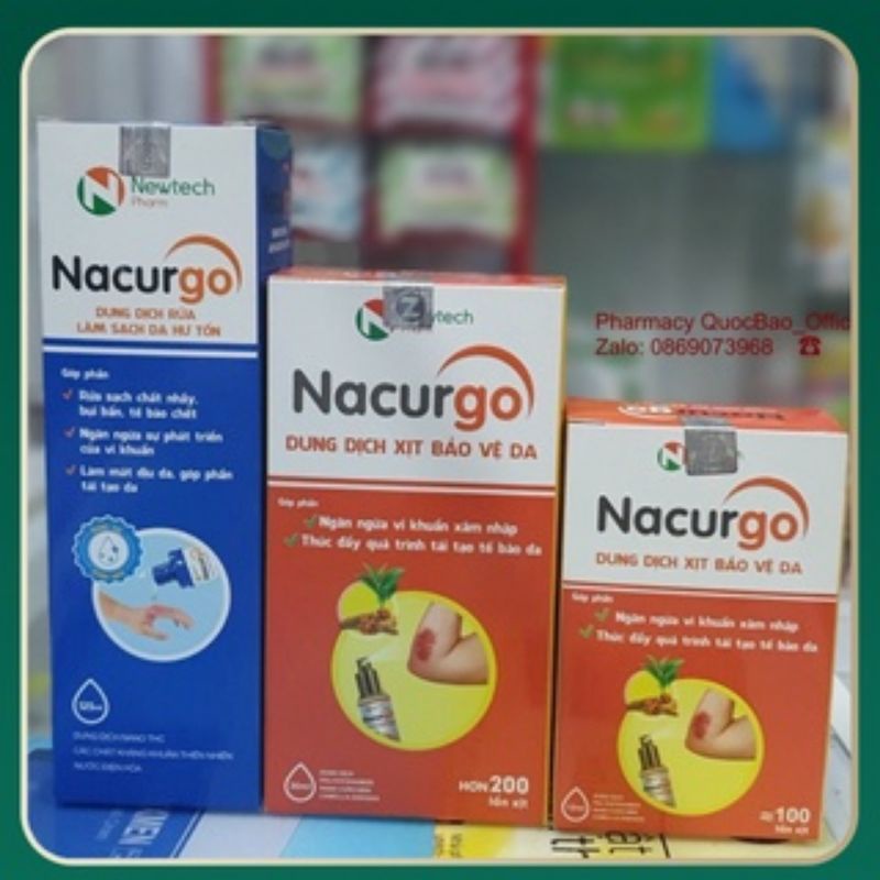 NEW COMBO] NACURGO - Dung dịch rửa vết thương + Xịt tạo màng sinh học