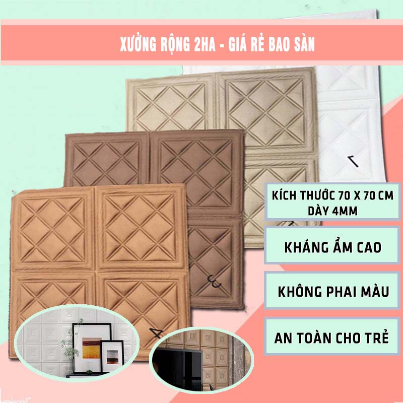 Xốp Dán Tường Giả Da-Gỉa Gạch Quả Trám 3D kt 70x70cm Cách Nhiệt Cách Âm Chống Ẩm-Hàng Xưởng siêu dính giá siêu rẻ. | BigBuy360 - bigbuy360.vn