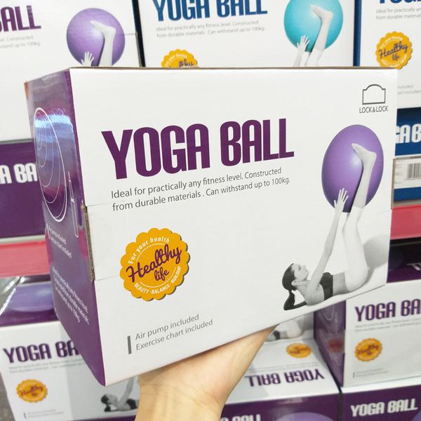 Bóng tập thể dục Yoga Ball Lock&lock HLW805BLU 55cm & 65cm Kèm Bơm Tay và Hướng Dẫn Tập