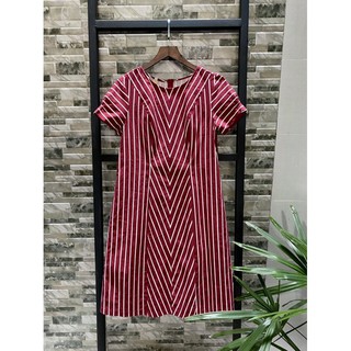 Đầm linen phối sọc Infashion
