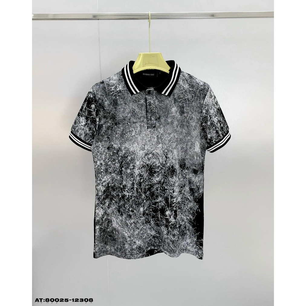 Áo Polo Nam Loang Màu, Áo Thun Bẻ Cổ DSQUARED2 Chất Liệu Co Dãn Thoáng Mát