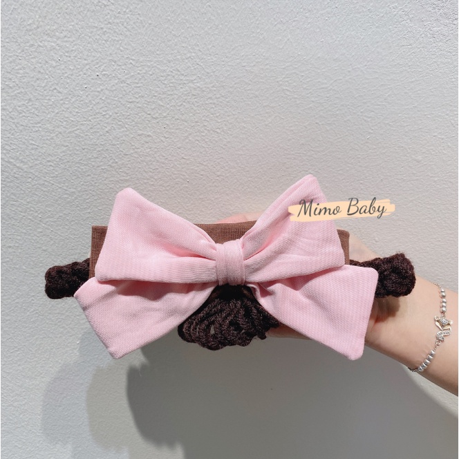 Băng đô tóc giả nơ hồng lớn dễ thương cho bé BD50 Mimo Baby