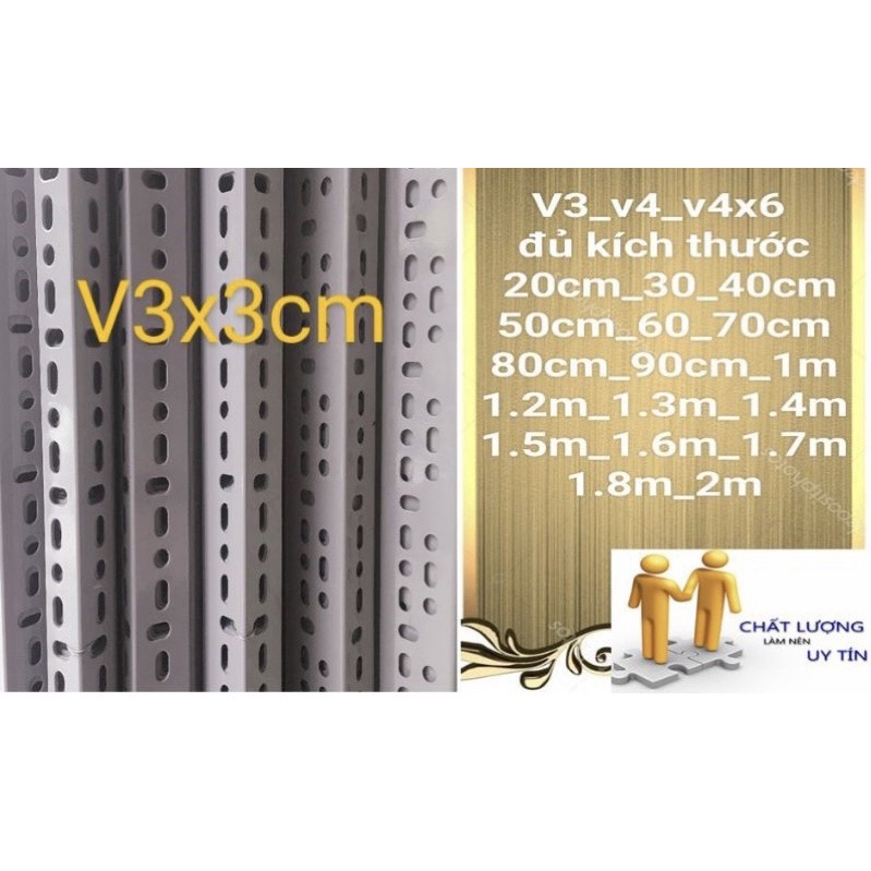 (Cây Dài 20-30-40-50 cm) Thanh sắt v lỗ 3x3cm DÀY 1.5MM sơn tĩnh điện hàng sẵn