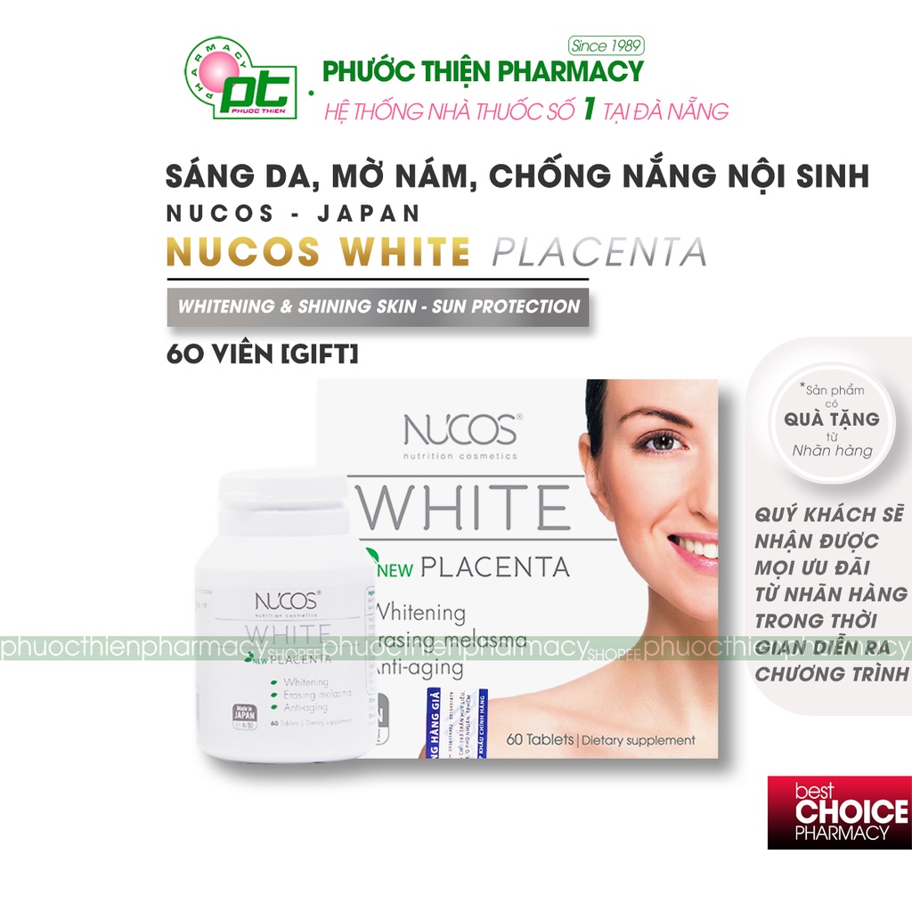 Viên uống đẹp da của Nhật Nucos White trắng da, chống nắng, dưỡng da từ sâu bên trong 60 Viên