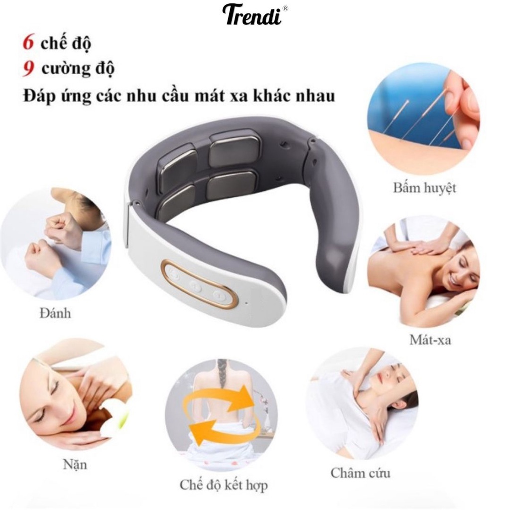 Máy Massage Cổ Vai Gáy JT-809 CÓ CHƯỜM NÓNG 42°C - 4 Đầu Tiếp Xúc 6 Chế Độ Và 9 Cường Độ