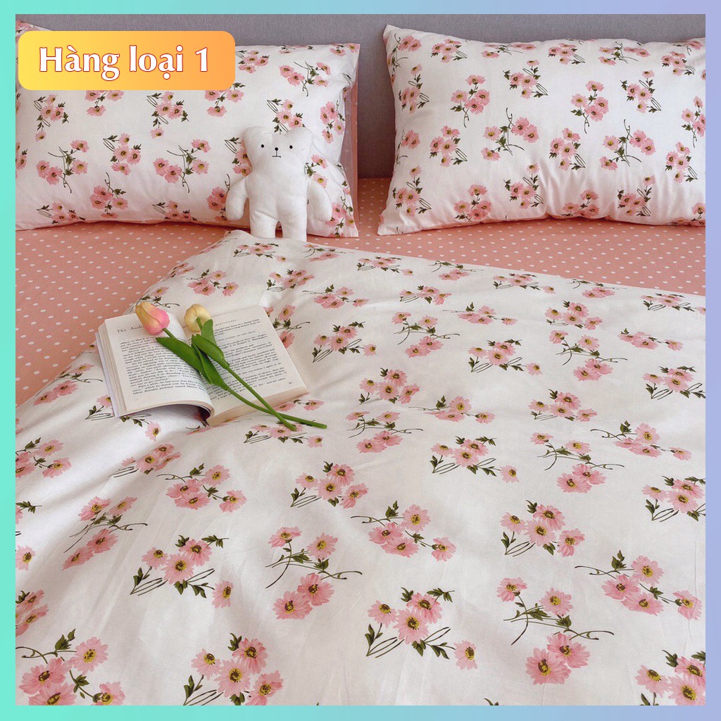 Bộ chăn ga + 2 vỏ gối cotton 100% siêu thoáng hàng loại 1 đốn tim các chị em