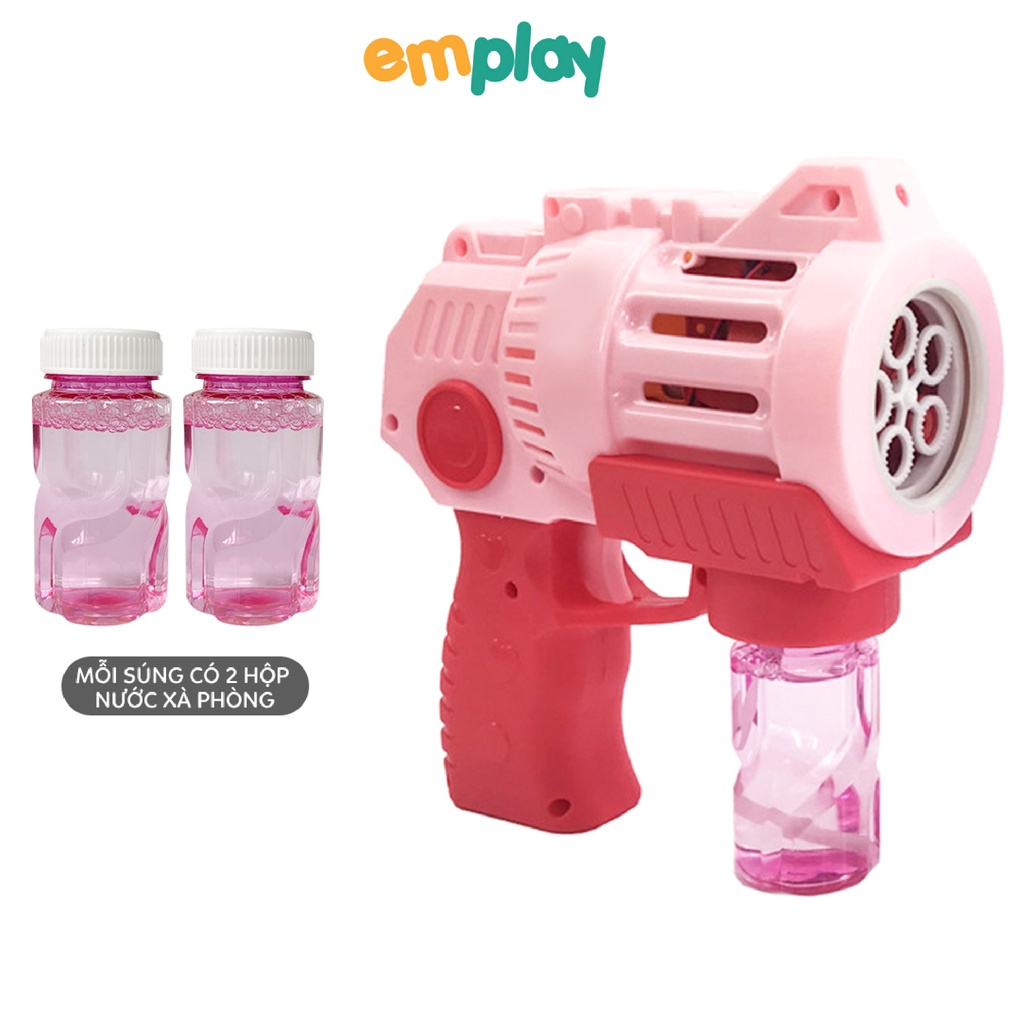 Súng bắn bong bóng xà phòng đồ chơi Emplay cho bé thiết kế 5 nòng cỡ bự cao cấp có đèn và nhạc, làm từ nhựa ABS cao cấp