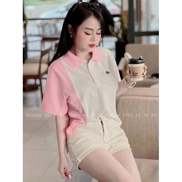 Áo Polo Phối Hồng Hàng Đẹp Có Size