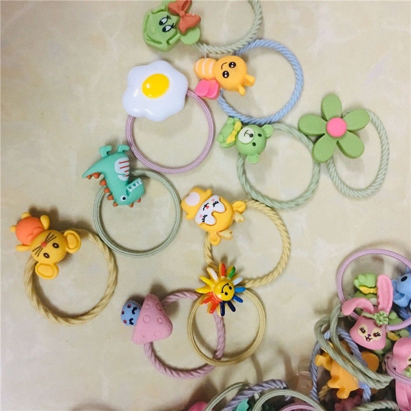 Set 10 dây buộc tóc cho bé gái hình động vật, trái cây, hoa xinh xắn