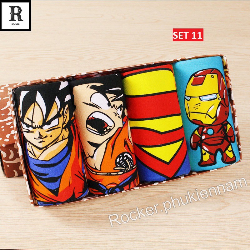 [Combo] Hộp 4 Quần Lót Nam Boxer - Quần Sịp Boxer HOẠT HÌNH S001.11