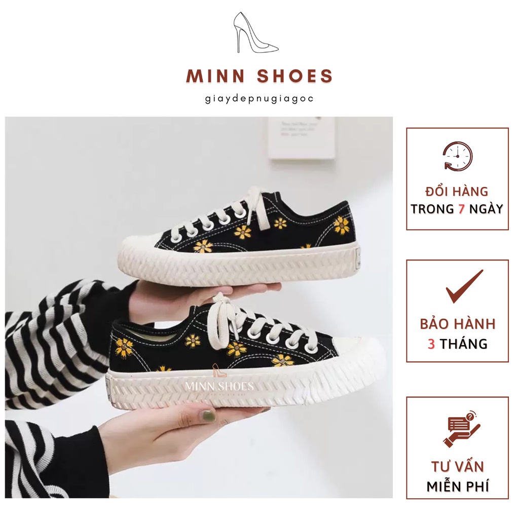 Giày thể thao sneaker vải canvas ulzzang hoa cúc đế màu thời trang (G4)