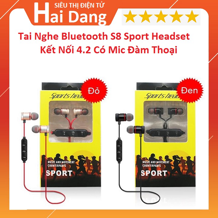Tai Nghe Bluetooth, Tai Nghe S8 Sport Headset Kết Nối 4.2 Có Mic Đàm Thoại Chất Lượng