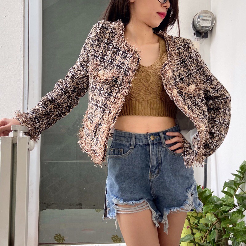 [Khoác dạ tweed CÓ SẴN] Áo khoác tweed ngắn, khoác dạ nữ hàng quảng châu có video ảnh thật | BigBuy360 - bigbuy360.vn