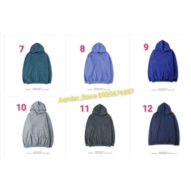 [Sẵn xám nhạt, đỏ đô, xanh dương, xanh lam, tím ] [20 màu] Áo Hoodie Unisex chính hãng Nelly trơn nỉ lót lông (order) | BigBuy360 - bigbuy360.vn