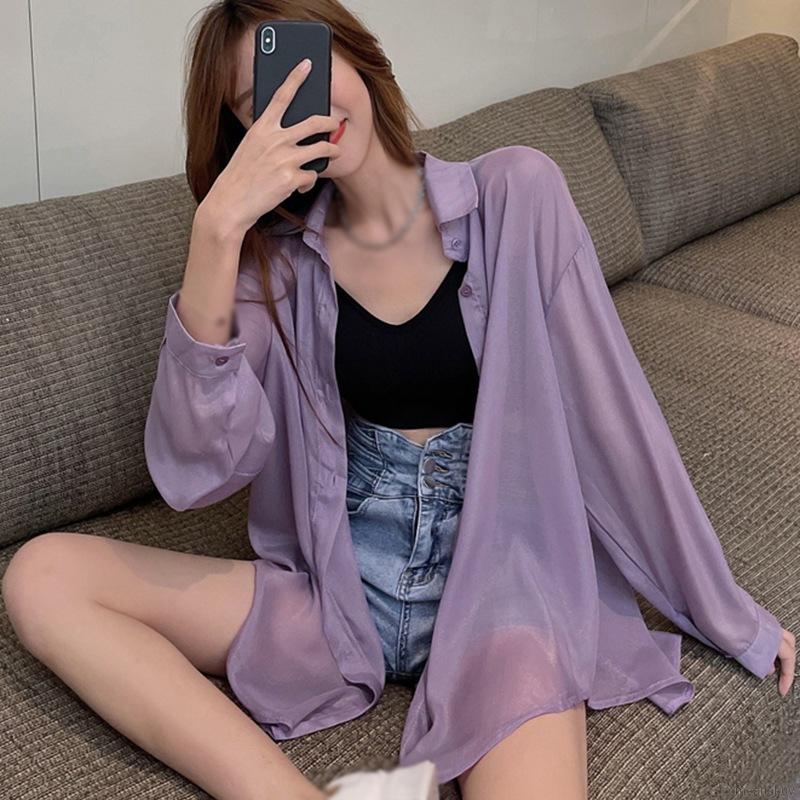 Áo Sơ Mi Voan Mỏng Tay Dài Dáng Rộng Thời Trang Mùa Hè Cho Nữ | BigBuy360 - bigbuy360.vn